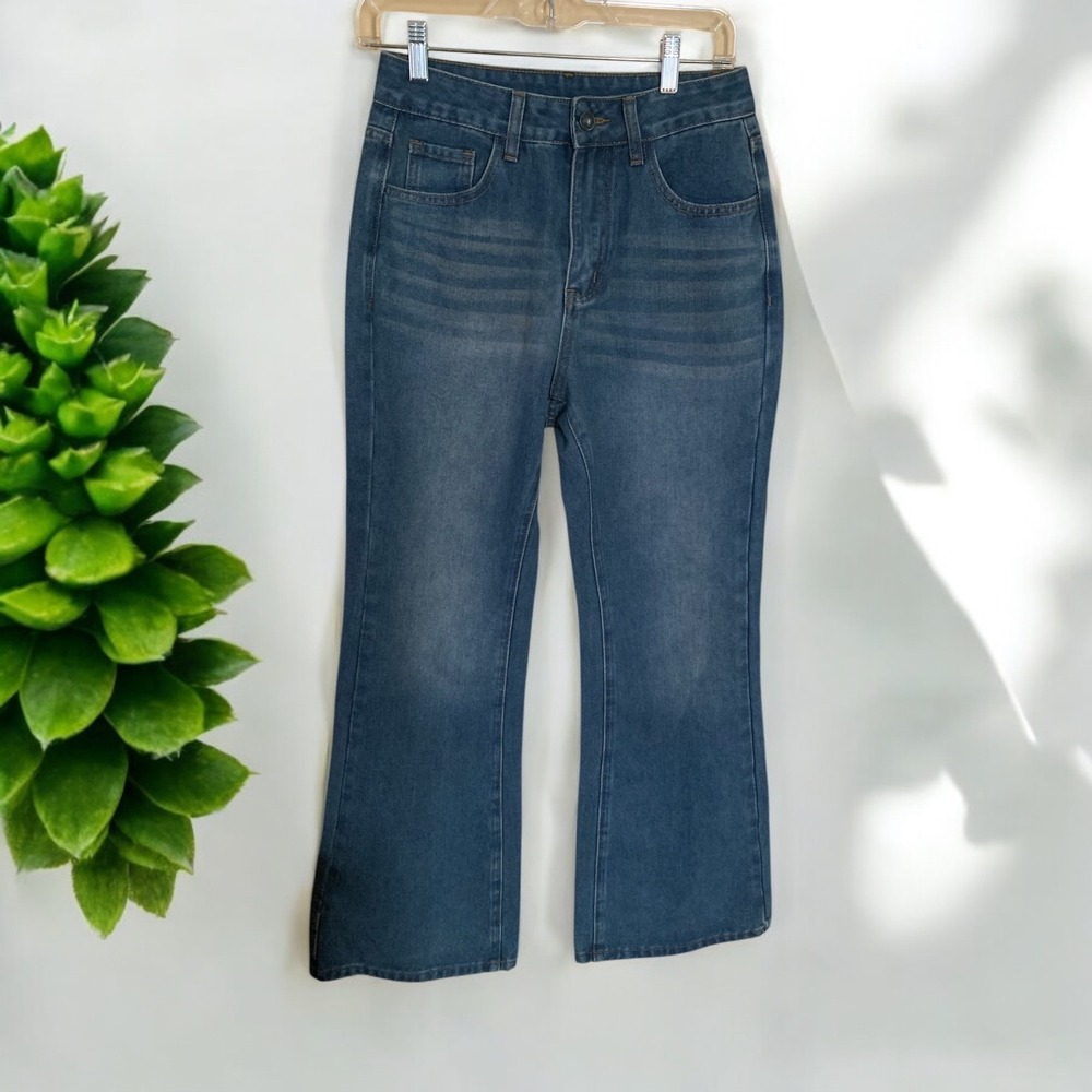 ROMWE Rhinestone Cross Jeans Aesthetic on‎ Lock Denim Pants Size S us4